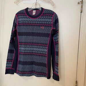 KARI TRAA AGNES BASE LAYER WOMENS XL NAVY BLUE PINK